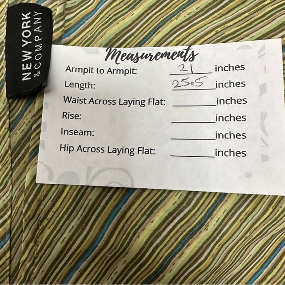 SOLD! New York & Company Striped Green Brown Flare Sleeve Blouse L #X0927 - Picture 14 of 15